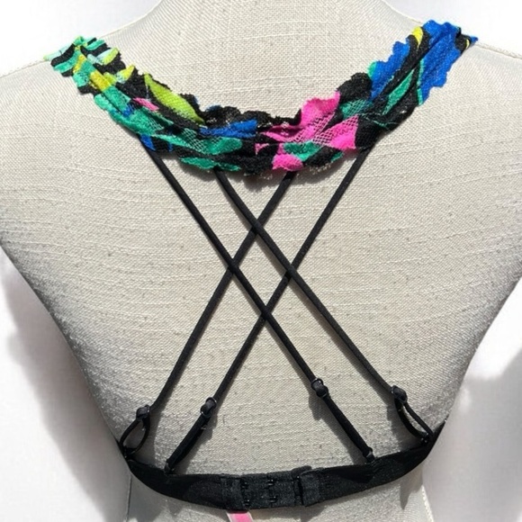 🌻Victoria's Secret PINK Colorful Floral Strappy Bralette / Sports Bra Size M - Picture 5 of 10